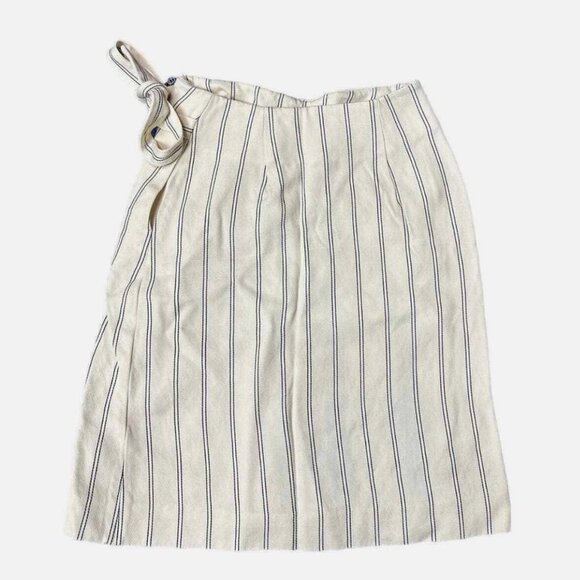 Grey Jason Wu Viscose Cotton Wrap Skirt White Navy Striped Size 10 - Picture 4 of 5